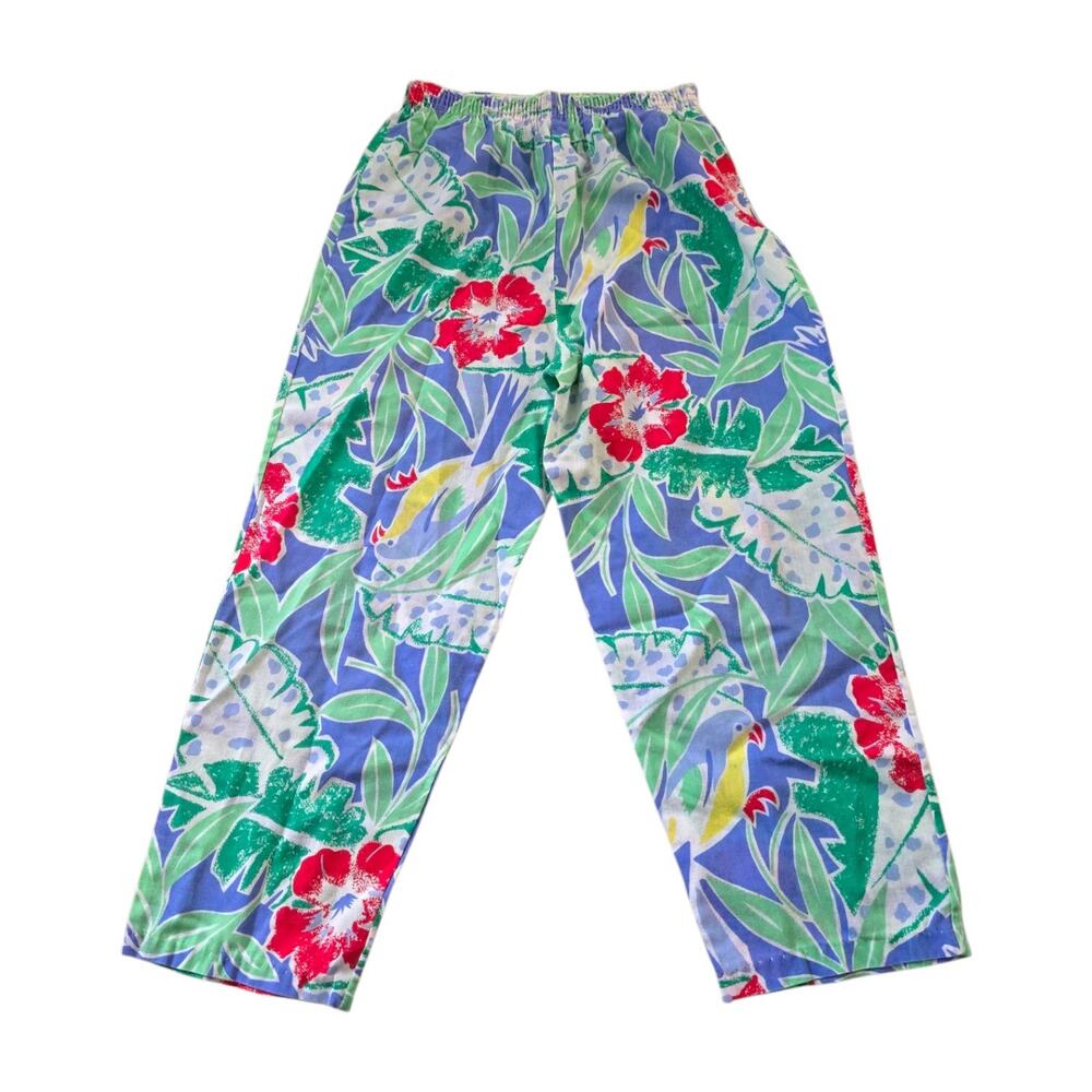 Vintage Hawaiian Parrot Bird Plant Paradise Kids Bottom Sz 7